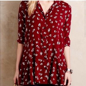 Anthropologie XS Printed Button Blouse